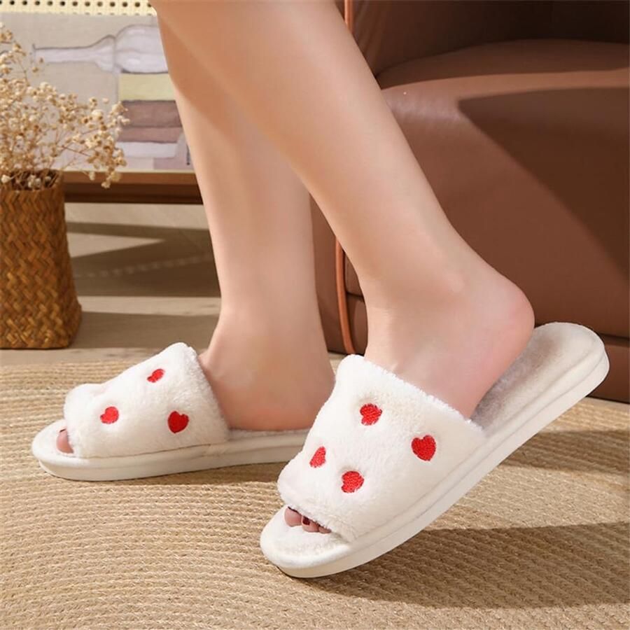 Pantoffels voor dames winter slippers wasbaar wollige pantoffels voor dames pluche uniseks warm antislip hartpantoffels voor binnen en buiten