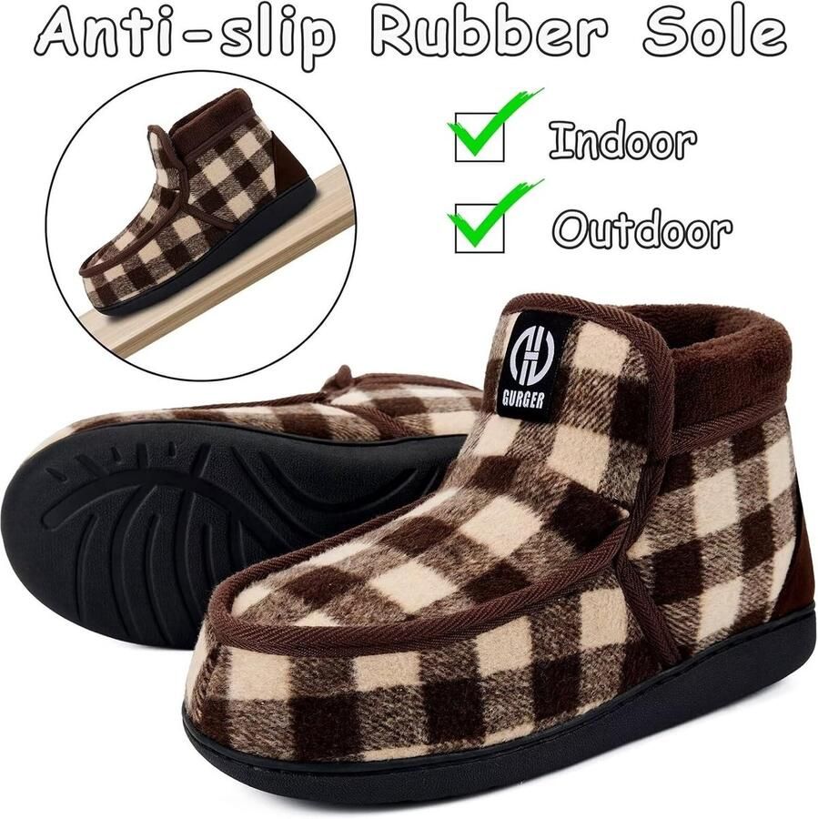 Pantoffels voor Heren Bruin 40 41 EU Gevoerde Mocassins van Pluche Voor Binnen en Buiten
