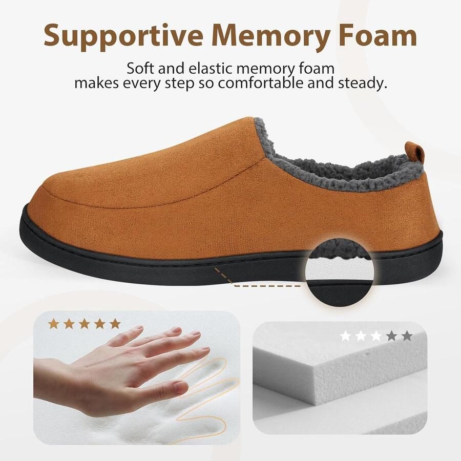 Pantoffels voor en Memory Foam Winter Warme Instap Mocassin Huisschoenen met Zachte Pluche Voering & Antislip Rubberzool Loafers voor Binnen en Buiten