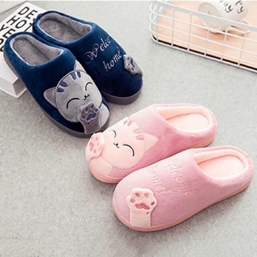 Pantoffels voor en Pluche Voering Winter Traagschuim Huisschoenen Instappers voor Slaapkamer