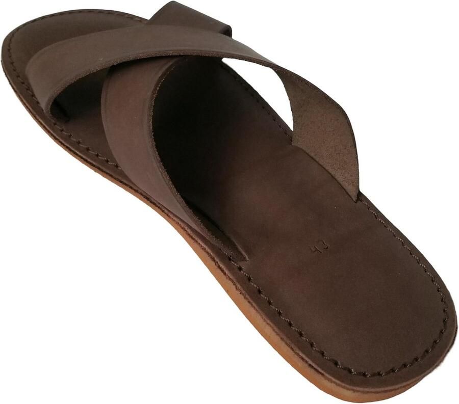 Pantoffels voor heren pantoffels heren leer gekruist met lederen binnenzool open tenen voor zomer huisschoenen muildieren mannen
