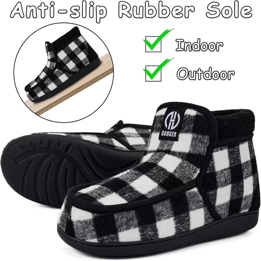 Pantoffels voor Heren Zwart 44 45 EU Warm Pluche Gevoerde Mocassins Voor Binnen en Buiten