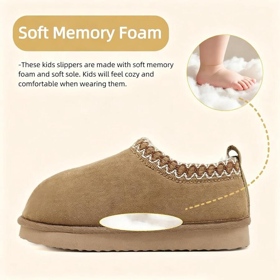 Pantoffels voor kinderen warm pluche winterpantoffels comfortabele pantoffels voor en antislip katoenen schoenen binnenschoenen beige