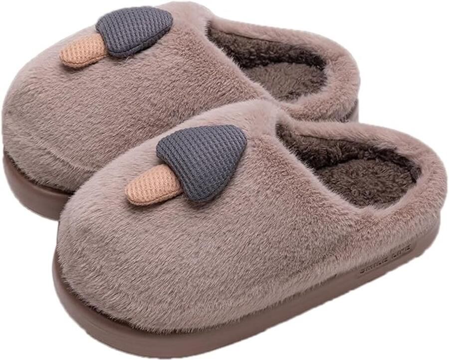 Pantoffels Warme schoenen Casual schoenen Paddestoelvormige warme katoenen pantoffels Comfortabel en warm Herfst- en winterpantoffels Suède materiaal geschikt voor heren binnen en buiten winterkleur bruin