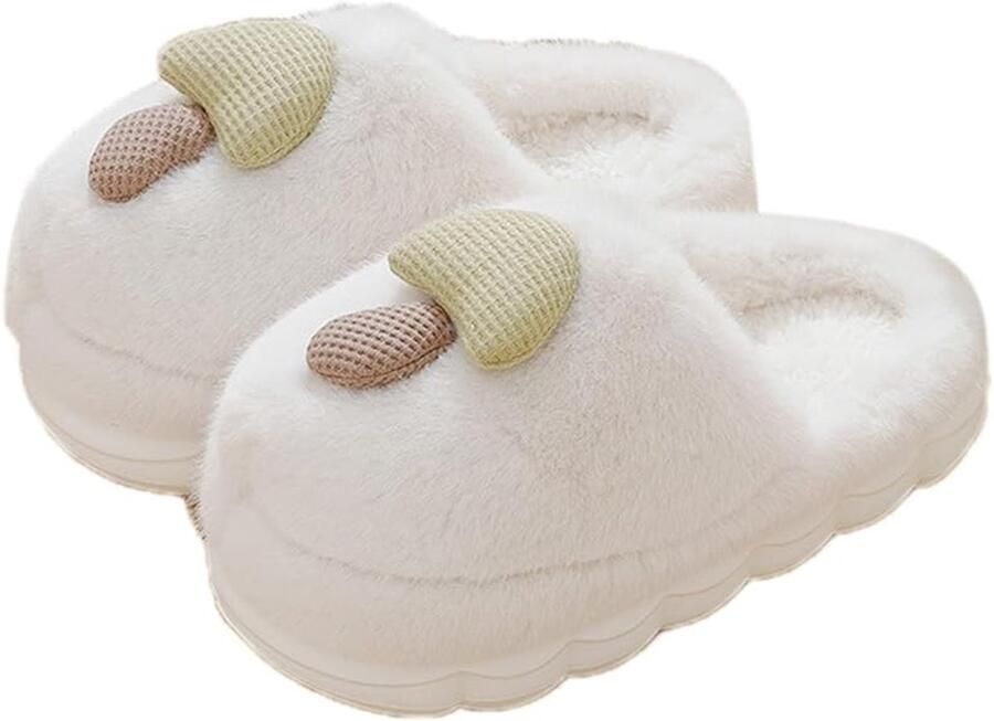 Pantoffels Warme schoenen Casual schoenen Paddestoelvormige warme katoenen pantoffels Comfortabel en warm Herfst- en winterpantoffels geschikt voor binnen- en buitengebruik in de winter Wit