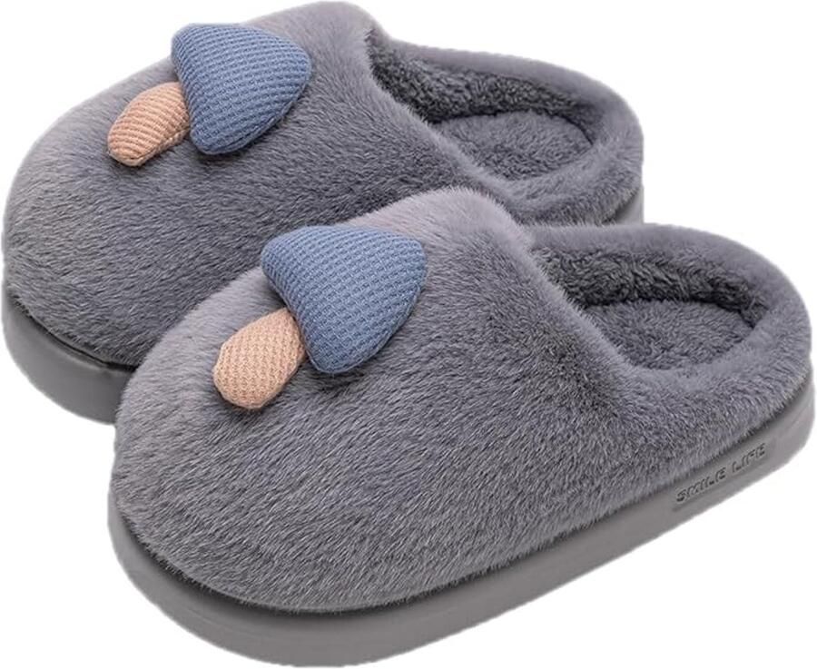 Pantoffels Warme schoenen Casual schoenen Paddestoelvormige warme katoenen pantoffels Comfortabel en warm Herfst- en winterpantoffels geschikt voor binnen- en buitengebruik in de winter Grijs