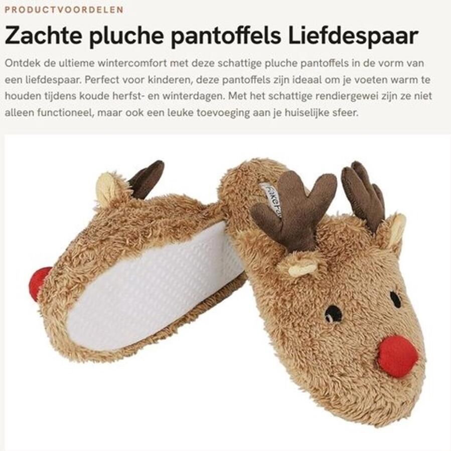 Dailygoods- Pantoffels Zacht Pluche Kerstpantoffels Slippers Liefdespaar Schattig Rendier Winter Hernst Lente