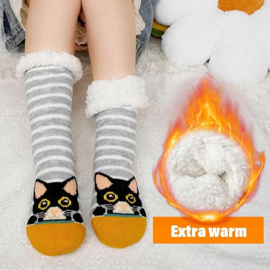 Pantoffelsokken Dikke Huissokken Met Antislipzool Dames Stoppersokken ABS Sokken Huttensokken Warme Wintersokken Pluizige Thermosokken
