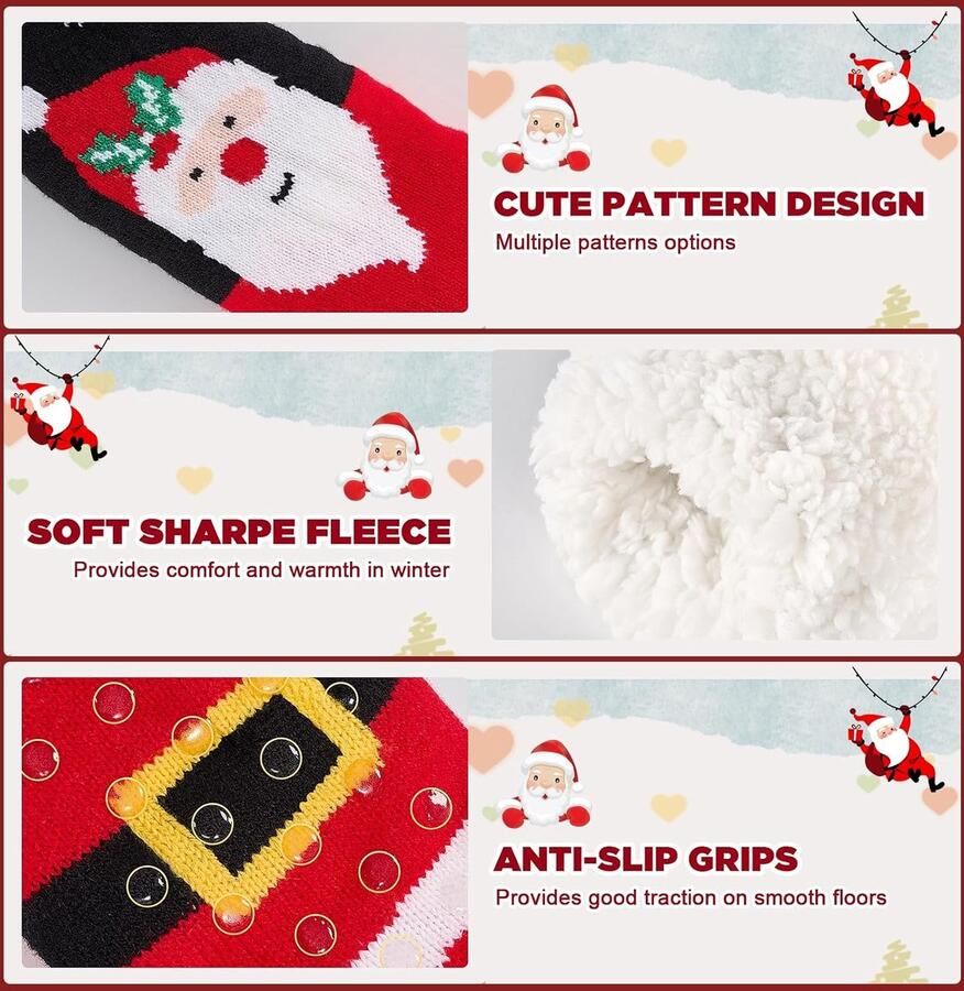 Pantoffelsokken voor Dames Met Antislipzool Thermische Sokken Met Sherpa Voering Warme Wintersokken Als Huissokken en Kerstcadeau