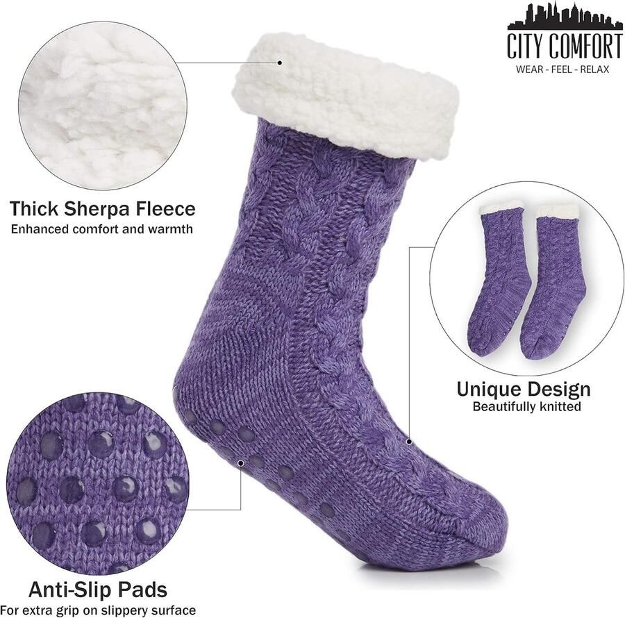 Pantoffelsokken voor en thermische sokken gebreide sokken wollen sherpa harige bedpantoffeltjes anti-slip