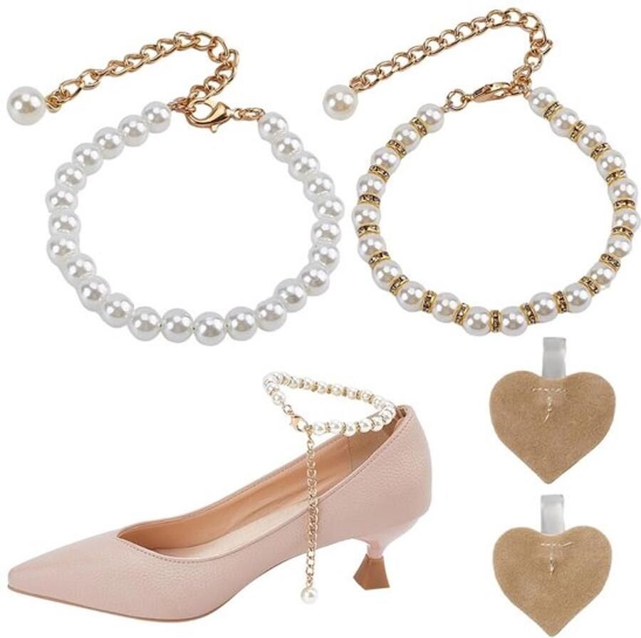 Parelriemen Verstelbare enkelschoenen Goudkleurige sierketting Elegante accessoires Hoge hakken Ideaal voor feestjes Luxe uit