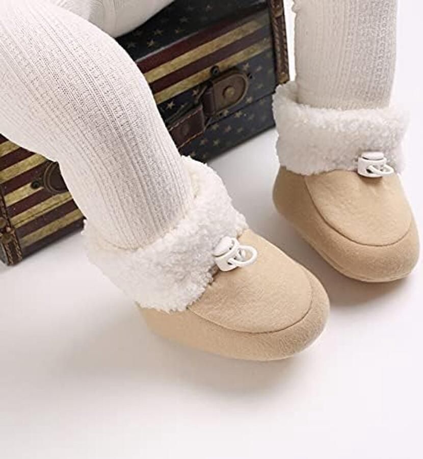 Pasgeborenen fleece bootie winter warme antislip zachte zool winterschoenen sok schoenen schattige verstelbare kruipschoenen prewalker laarzen voor peuters