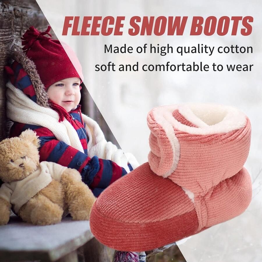 Pasgeborenen fleece bootie winter warme antislip zachte zool winterschoenen sok schoenen schattige verstelbare kruipschoenen prewalker laarzen voor peuters