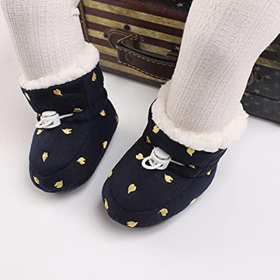 Pasgeborenen fleece bootie winter warme antislip zachte zool winterschoenen sok schoenen schattige verstelbare kruipschoenen prewalker laarzen voor peuters