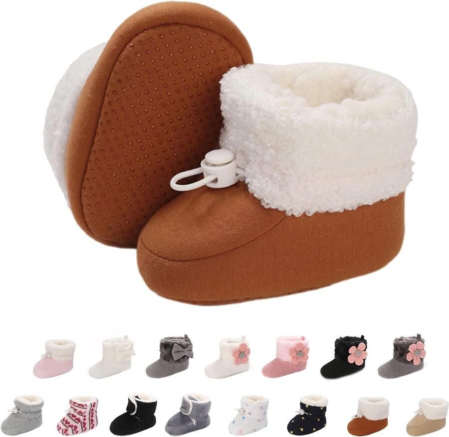 Pasgeborenen fleece bootie winter warme antislip zachte zool winterschoenen sok schoenen schattige verstelbare kruipschoenen prewalker laarzen voor peuters