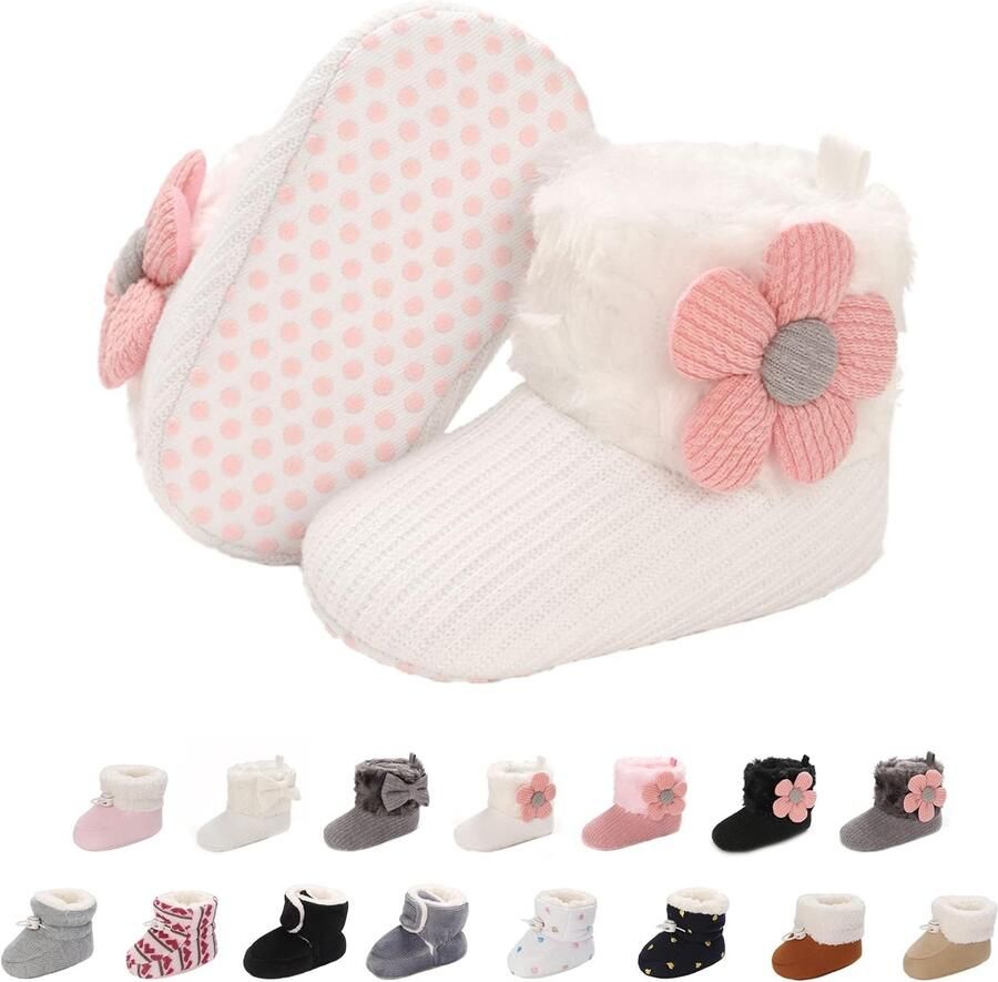 Pasgeborenen fleece bootie winter warme antislip zachte zool winterschoenen sok schoenen schattige verstelbare kruipschoenen prewalker laarzen voor peuters E