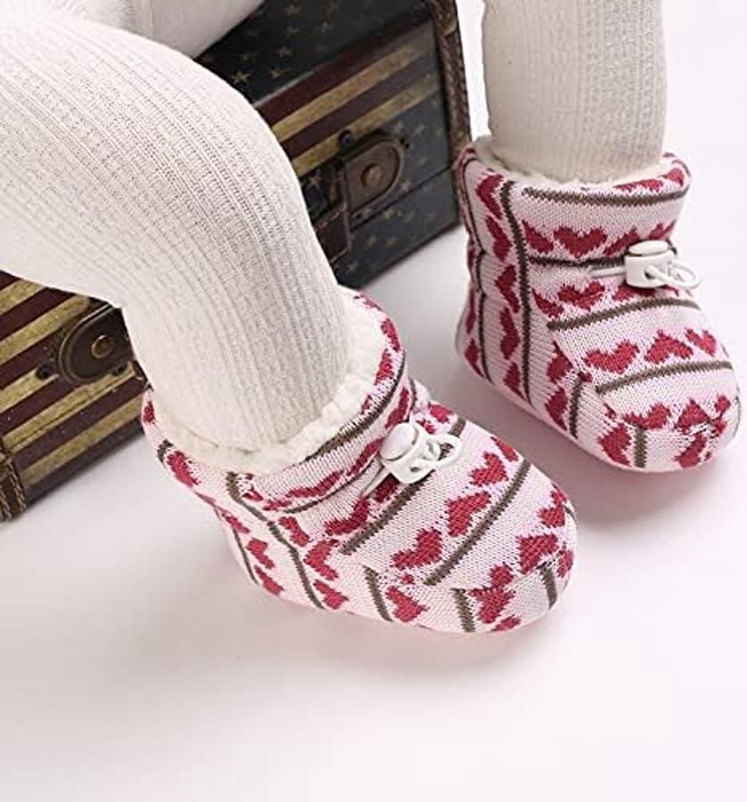Pasgeborenen fleece bootie winter warme antislip zachte zool winterschoenen sok schoenen schattige verstelbare kruipschoenen prewalker laarzen voor peuters