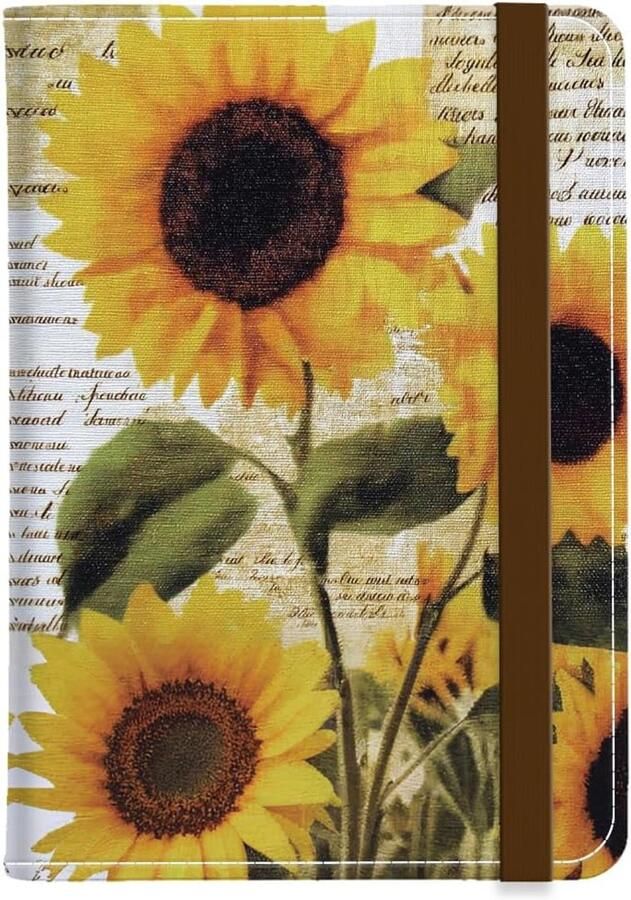 Paspoorthoes van PU-leer 5 9 x 4 3 inch met creditcardvak en kaartvak vergrendelbare paspoorthouder (paddenstoel slak) Oudmodieus zonnebloem 11 × Oudmodieus zonnebloem