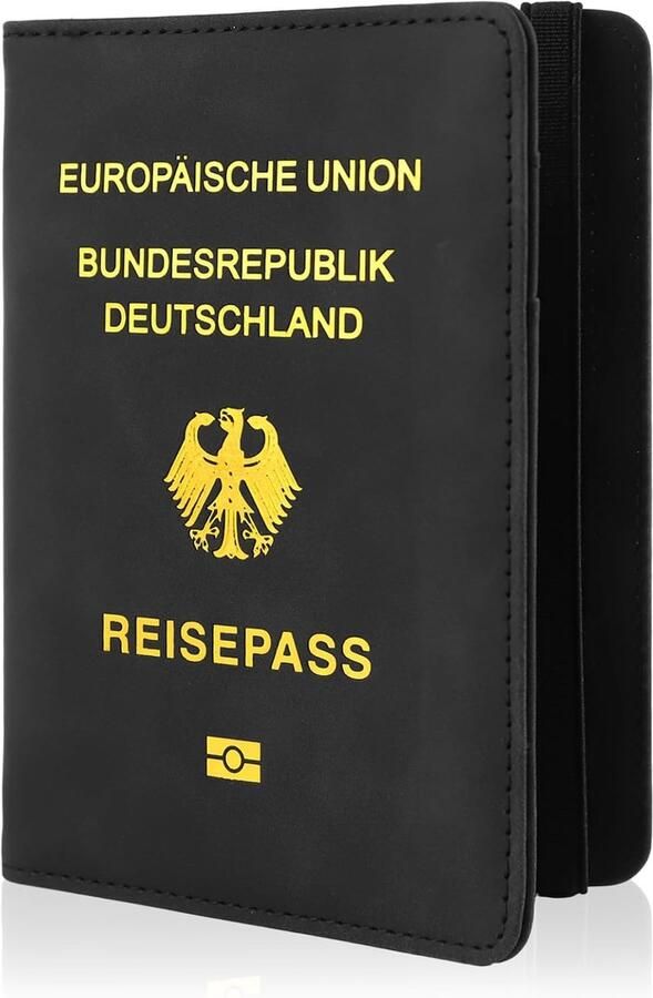 Paspoorthoes van PU-leer paspoorthoes met RFID-blokkering paspoort-organizer voor en paspoorthouder ID-map reisdocu tentas zwart 10 7 x Modern