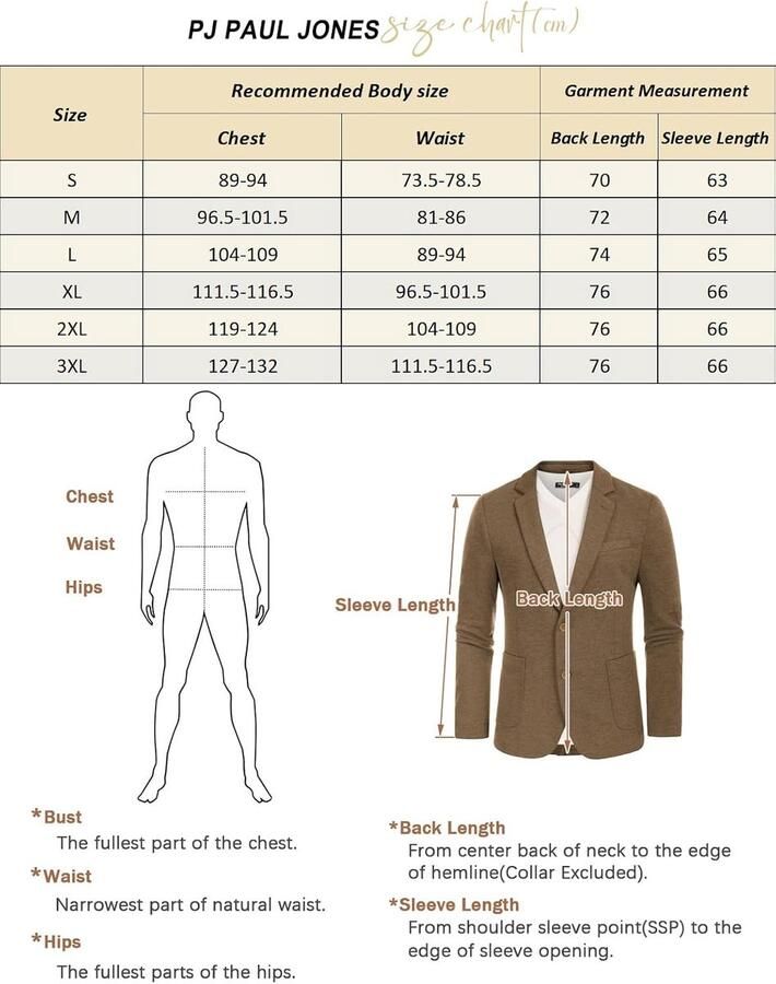 PAUL JONES Colbert Herenjas Sportief Regular Fit Jersey Blazer 2 Knopen Kostuumjas voor Business bruin