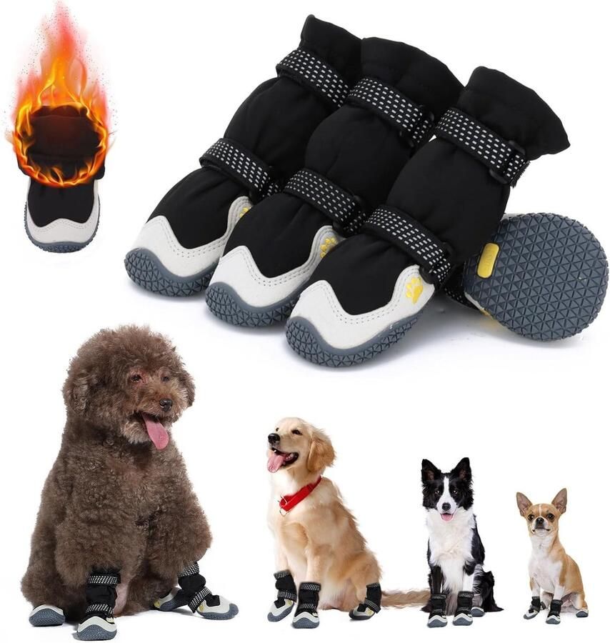 Paw en Boot Bescherming voor Honden 4-delige Set Antislip Warm en Waterdicht Geschikt voor Kleine Middelgrote en Grote Honden