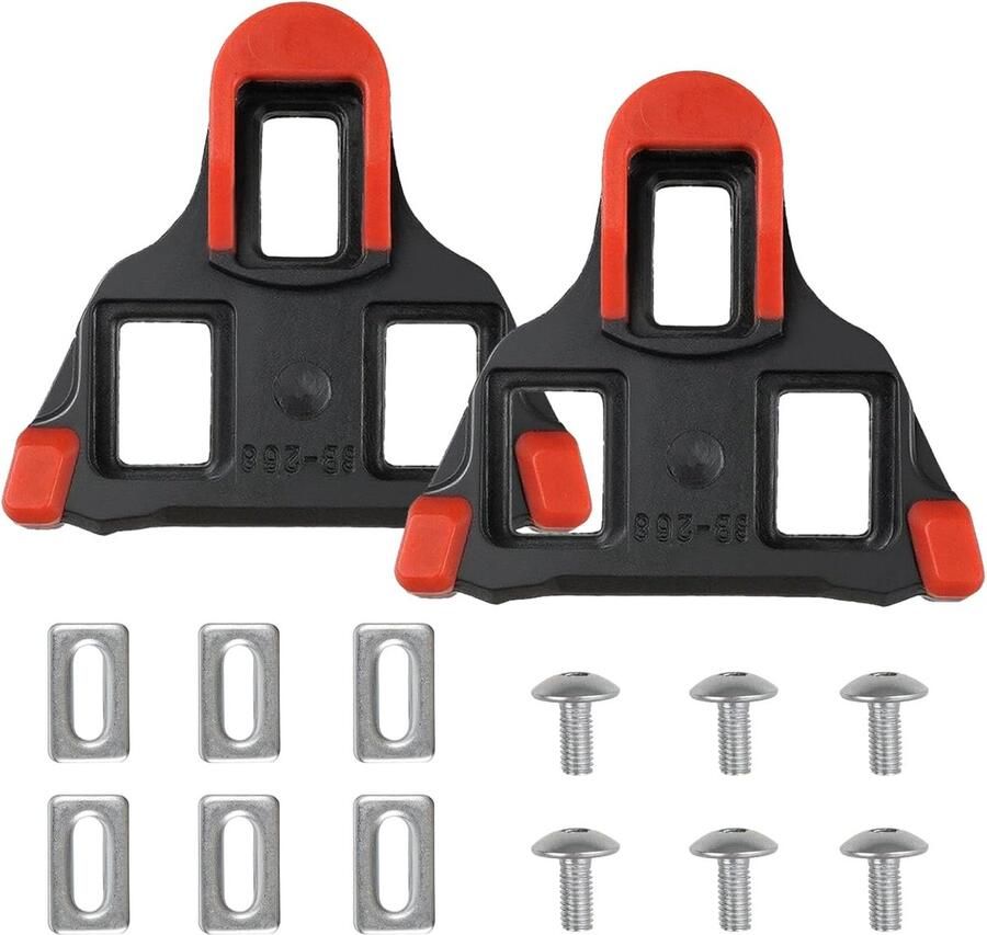 Pedaalklem Racefiets Reserve Schoenplaatjes Fietsen Inclusief Montagemateriaal 80x70mm Zwart Rood