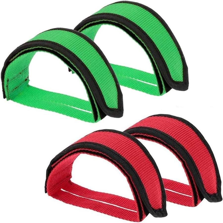 Pedaalrie Fiets Fietspedaal Rie Voeten Vastzetten Dubbele Zelfklevende 2 Paar Rood Groen