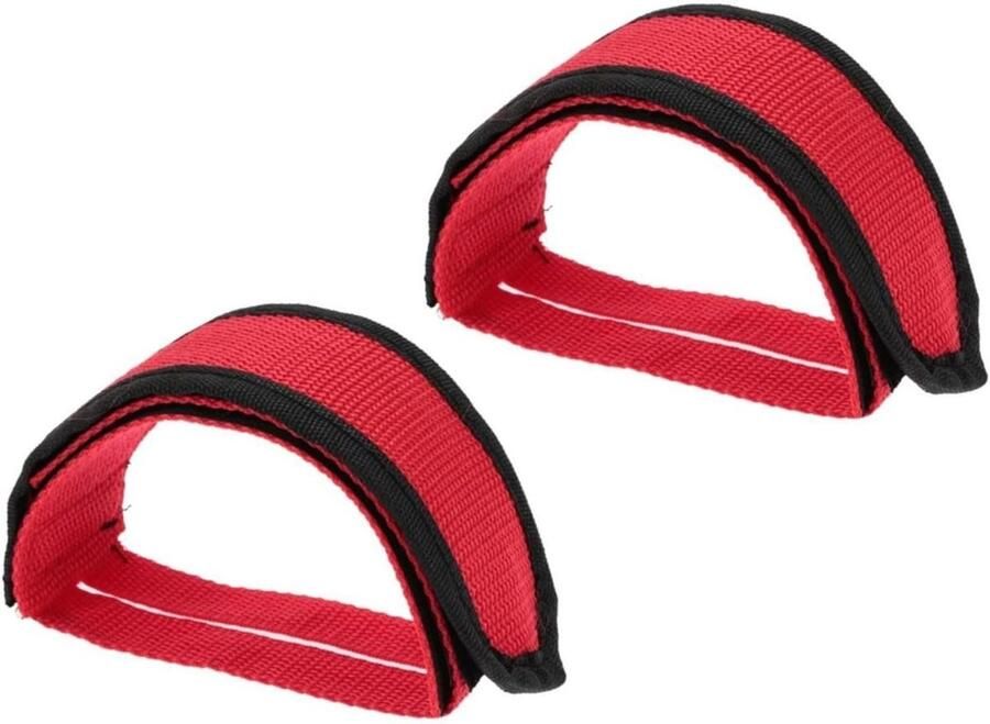 Pedaalrie Fiets Teenclips Voetrie Vastzetten Voeten Dubbele Plakbanden Universeel Verstelbaar Rood