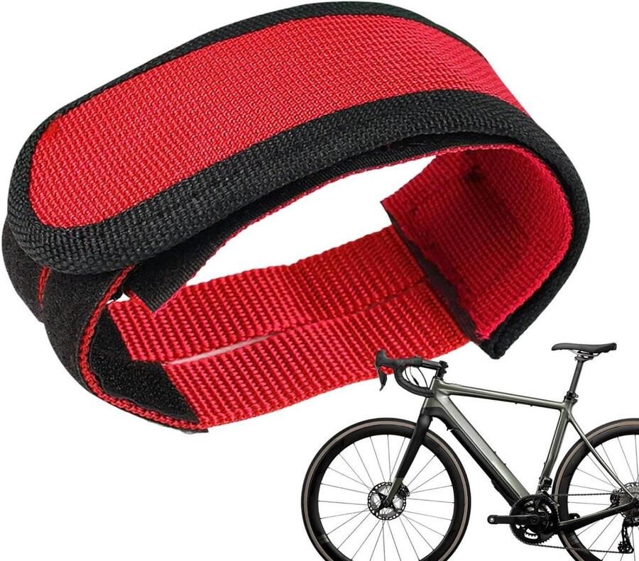 Pedaalrie Fiets Voetrie Fietspedaal Fietsen Stabiliteit Verstelbare Nylon Banden Universeel Rood