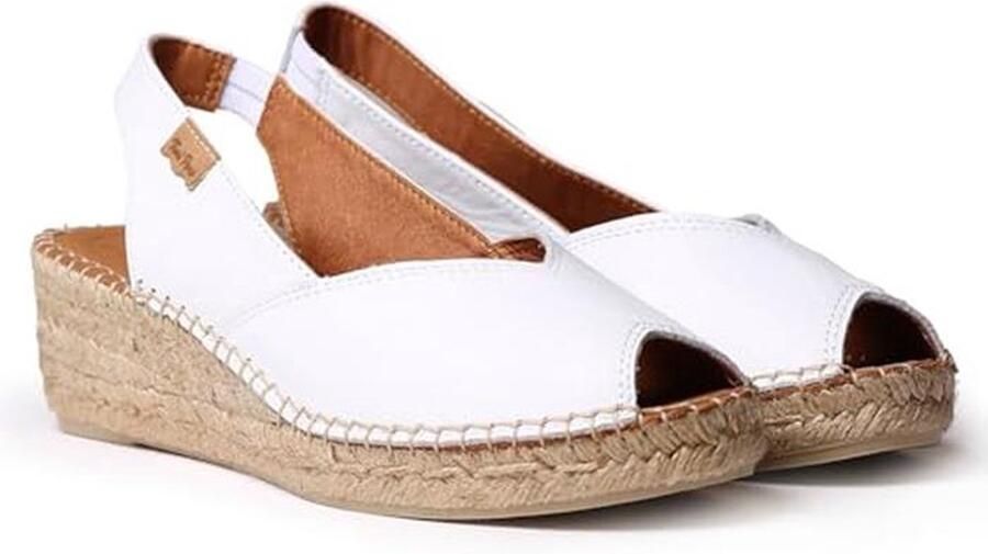 Peep Toe Sleehak Espadrille Dames van Leer Comfortabele Jute Zool