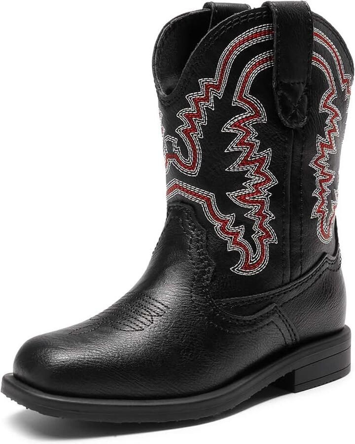Peuter Kleine Cow Laarzen Kids Western Vierkante Teen Rijden Mid Kalf Laarzen Cow laarzen met halve kuiten pull-on westernstijl vierkante teen