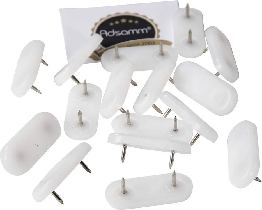 PG-2N-WH-1844-16 PG-2N-WH-1844 16 x kunststof glijders met spijker wit 18 x mm