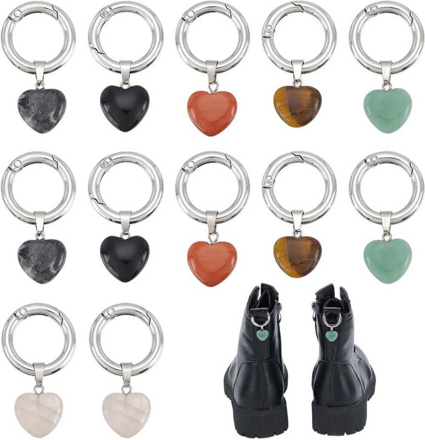 PH PandaHall 12 stuks 6 kleuren hart schoen bedels decoratieve laarzen bedels edelsteen bedels goth punk vintage stijl hanger voor sneakers sandalen schoen accessoires