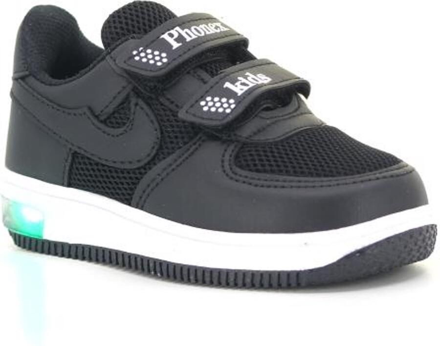 Phonex Kinderschoenen Zwart lichtjes Klittenband