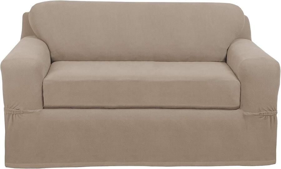Pixel Ultra Soft Stretch 2 Stuk Meubelhoes Loveseat Slipcover Zand
