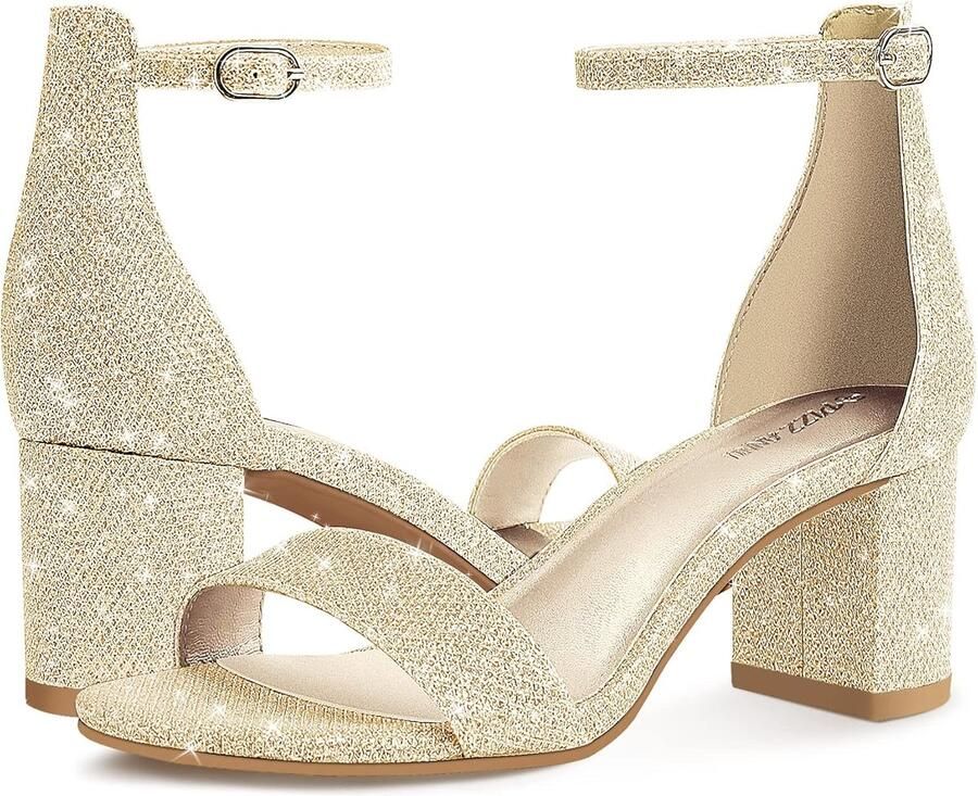 PIZZ ANNU women's LuckyyHeel sandal gold glitter 38 EU ShopVlot