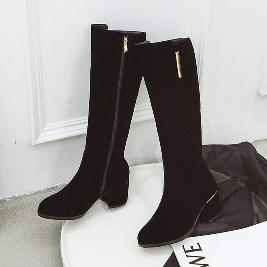 Plateau enkellaarzen met blokhak comfortabele dameslaarzen met ritssluiting