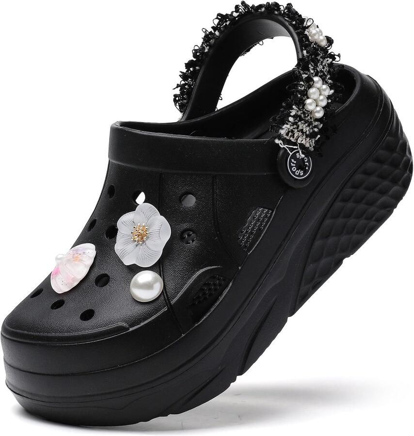 Plateau klompen voor dames tweed hielriem comfortabele instappers vrijetijdsschoenen voor dames trendy muiltjes en klompen sandalen uitneembare inlegzolen