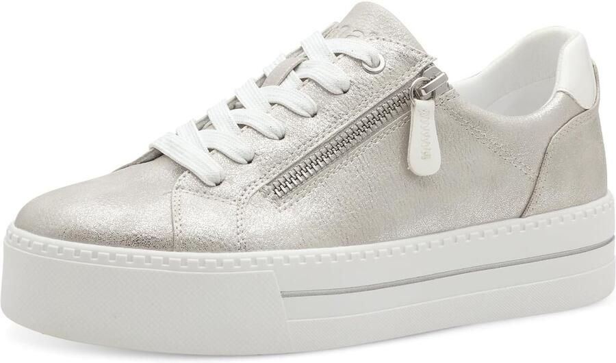 Plateau Sneakers Vegan Schoenen Dagelijks Gebruik Ritssluiting Detail Wit