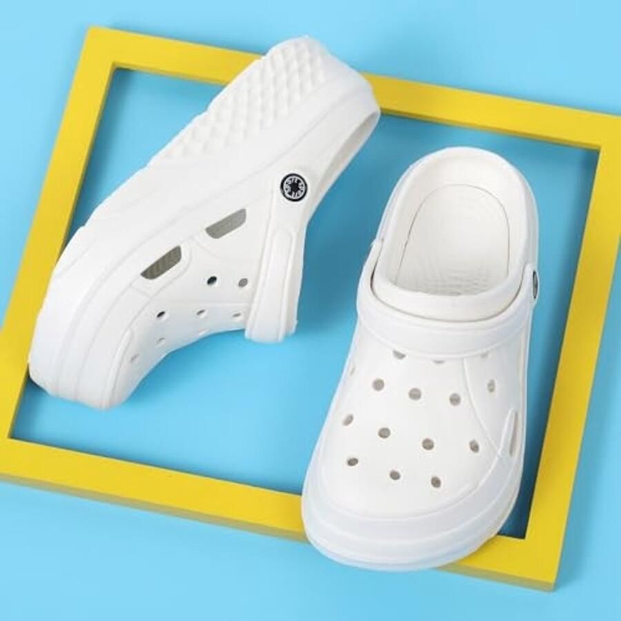 Platform Clogs voor Dames Waterdichte Tuin Slippers Wit - Foto 1