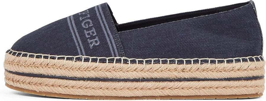 Platform Espadrilles Zomerse Instappers Casual Outings Verhoogde Zool Denim Blauw