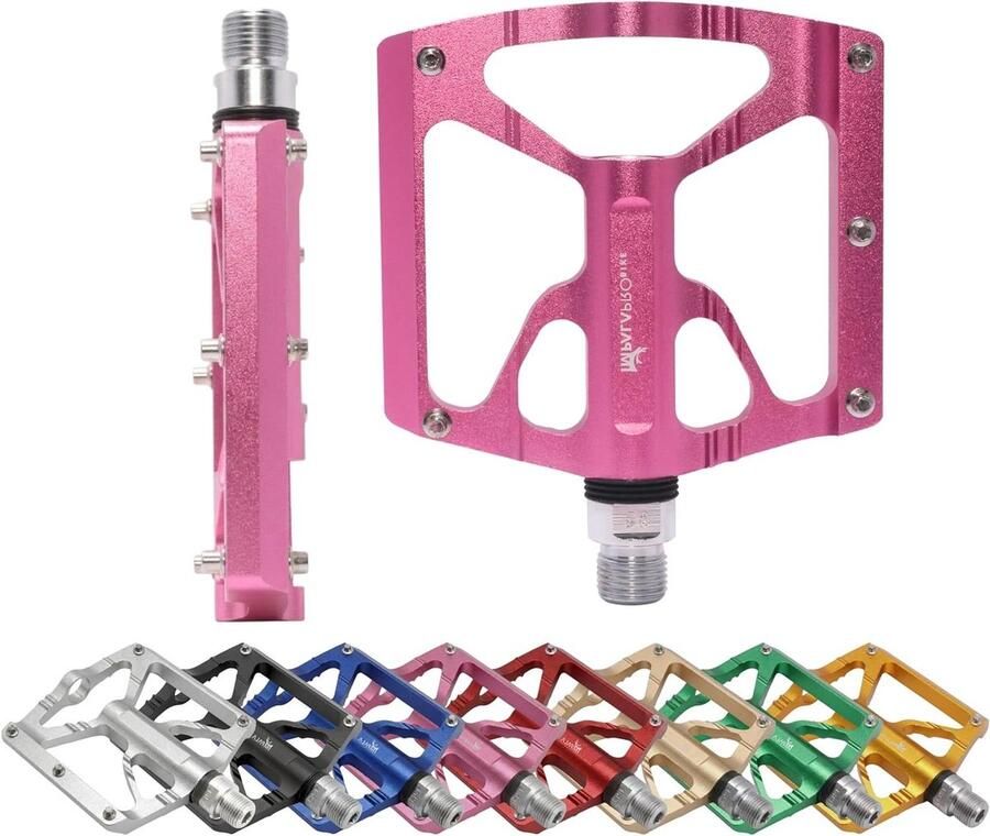 Platform Fietspedalen Aluminium Pedalen Veilig Fietsen CNC Gefreesd Aluminium 97 x 92 mm Fuchsia