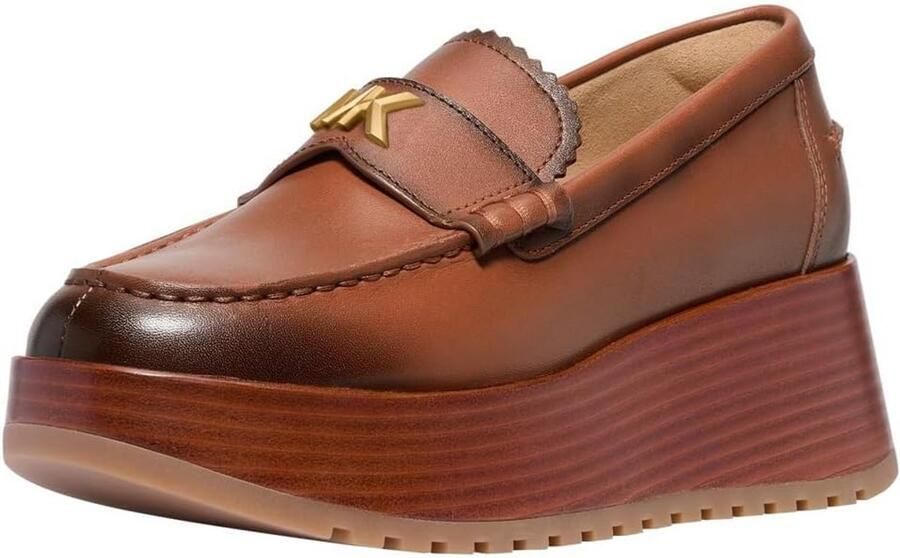 Platform Loafers Dames Leer Met Plateauzool en Logo Detailing