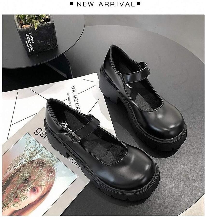 Platform Mary Jane-schoenen met dikke zool gotisch Lolita lakschoenen