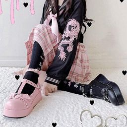 Platform Mary Jane-schoenen met dikke zool gotisch Lolita lakschoenen