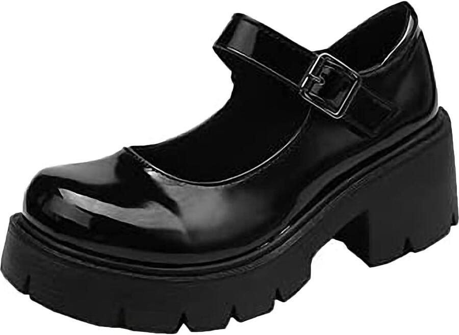 Platform Mary Jane-schoenen met dikke zool gotisch Lolita lakschoenen