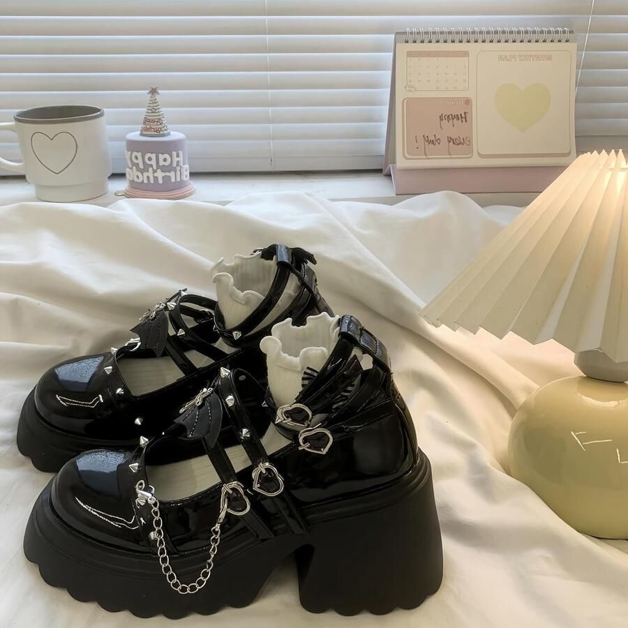 Platform Mary Jane-schoenen met dikke zool gotisch Lolita lakschoenen