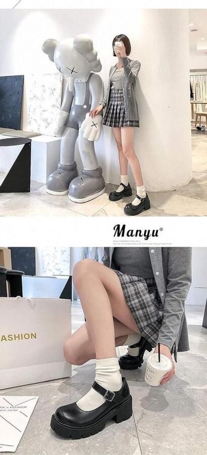 Platform Mary Jane-schoenen met dikke zool voor dames gotische stijl Lolita lakdesign