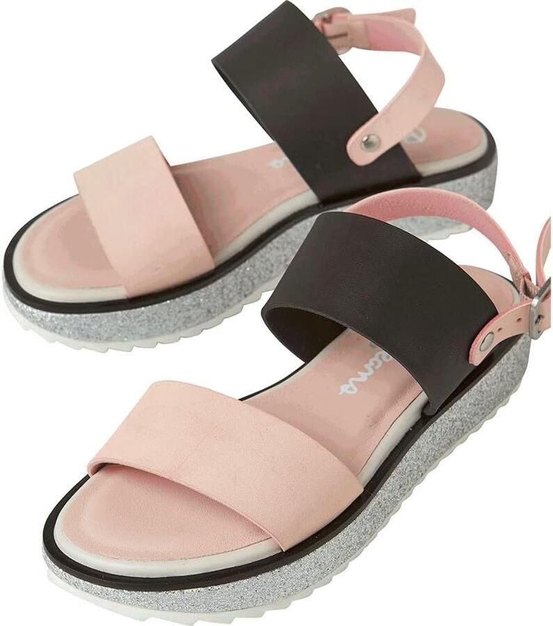 Platform Sandalen Dames Mauve Roze Gesp Sluiting