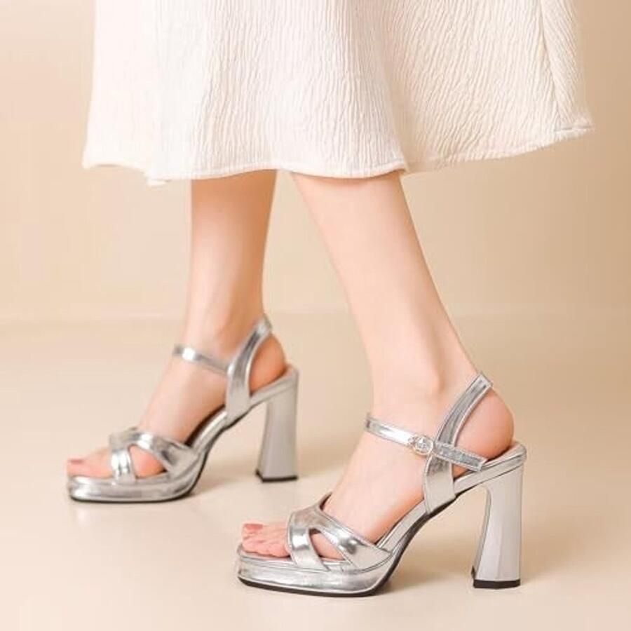 Platform Sandalen met Blokhak Zilver